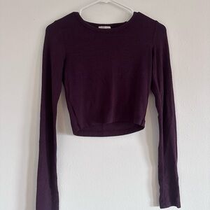 Aritzia Wilfred Free Purple Long Sleeve Crop Tee, size S